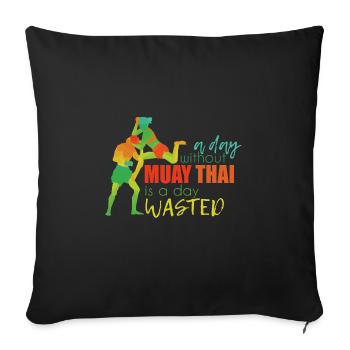 Muay Thai Kampfkunst Thaiboxens Kickboxen Sport - Sofakissenbezug 45 x 45 cm - Schwarz - Vorne