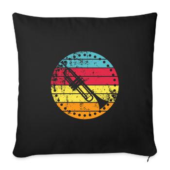 Trompette - Housse de coussin décorative 45 x 45 cm - noir - Devant