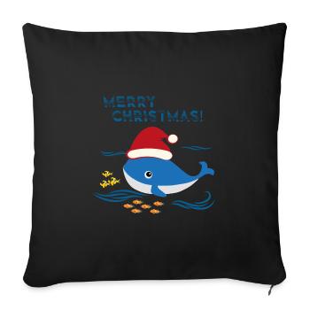 Noël Baleine Mer Océan - Housse de coussin décorative 45 x 45 cm - noir - Devant