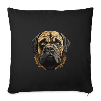 Portrait de chien Mastiff - Housse de coussin décorative 45 x 45 cm - noir - Devant