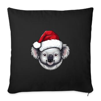 Tête d’animal de Noël Koala - Housse de coussin décorative 45 x 45 cm - noir - Devant