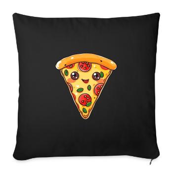 FUNNY PIZZA FACE FAST FOOD LOVER - Sofa pillowcase 17,3'' x 17,3'' (45 x 45 cm) - black - Front
