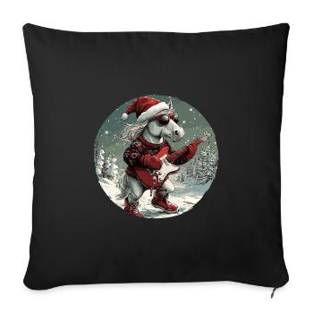 Horse Christmas Rocker Guitar - Sofa pillowcase 17,3'' x 17,3'' (45 x 45 cm) - black - Front