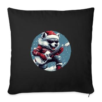 Wolf Christmas Rocker Guitar - Sofa pillowcase 17,3'' x 17,3'' (45 x 45 cm) - black - Front
