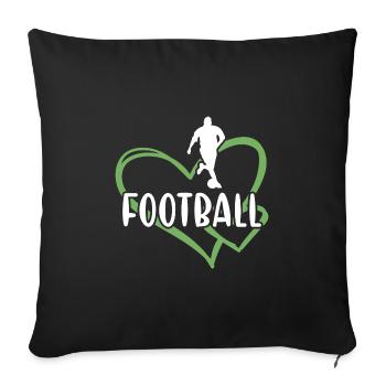 Sport Coeur Football - Housse de coussin décorative 45 x 45 cm - noir - Devant