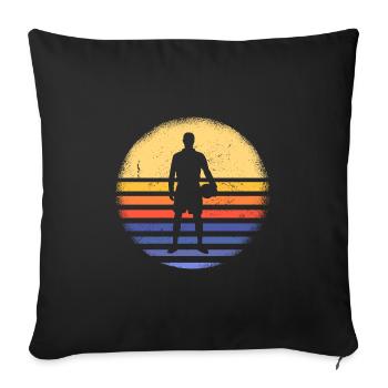 Sport Retro Sunset Football - Housse de coussin décorative 45 x 45 cm - noir - Devant