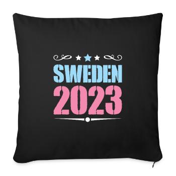 Suède 2023 - Housse de coussin décorative 45 x 45 cm - noir - Devant