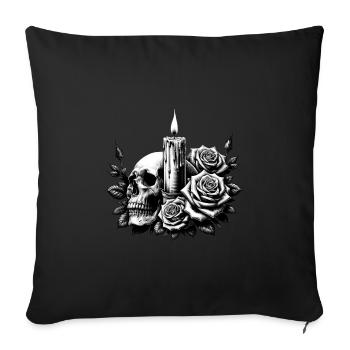 Gothic Skull and Roses Graphic Art - Sofa pillowcase 17,3'' x 17,3'' (45 x 45 cm) - black - Front