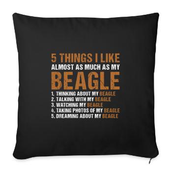 5 choses que j’aime autant que mon Beagle - Housse de coussin décorative 45 x 45 cm - noir - Devant