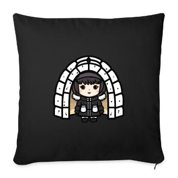 Igloo Eskimo Bande dessinée d’hiver - Housse de coussin décorative 45 x 45 cm - noir - Devant