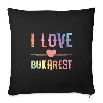 I Love Bucharest - Sofa pillowcase 17,3'' x 17,3'' (45 x 45 cm) - black - Front