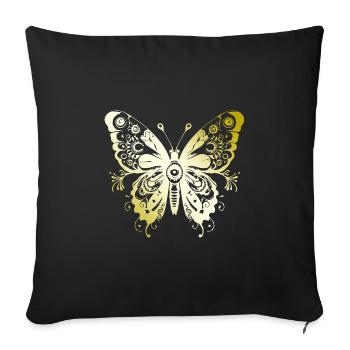 Butterfly Mandala gold - Sofa pillowcase 17,3'' x 17,3'' (45 x 45 cm) - black - Front