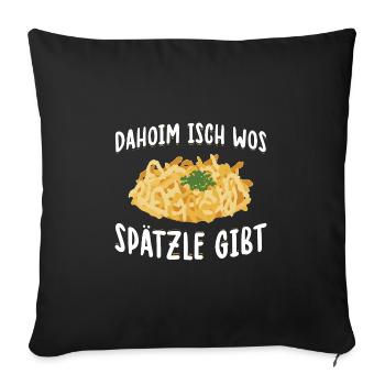 Schwäbische Geschenkideen für Schwaben | Spätzle - Sofakissenbezug 45 x 45 cm - Schwarz - Vorne