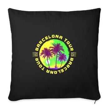 Barcelona Tour Palm Tree Holidays - Sofa pillowcase 17,3'' x 17,3'' (45 x 45 cm) - black - Front
