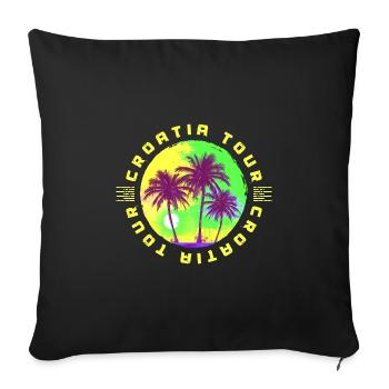Vacances en Croatie à Palm Tree - Housse de coussin décorative 45 x 45 cm - noir - Devant