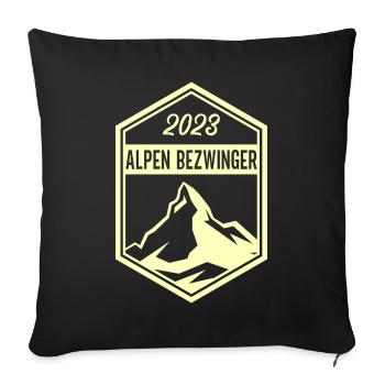 Alpenbezwinger 2023 Alpenüberquerung Finisher - Sofakissenbezug 45 x 45 cm - Schwarz - Vorne