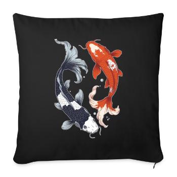 carpe koï - Housse de coussin décorative 45 x 45 cm - noir - Devant