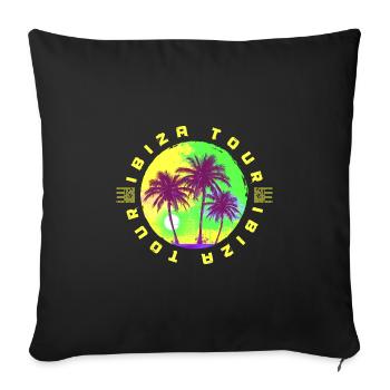 Ibiza Tour Palm Tree Holidays - Sofa pillowcase 17,3'' x 17,3'' (45 x 45 cm) - black - Front