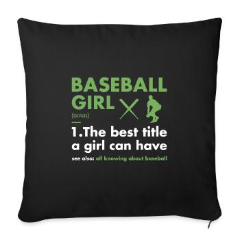 Sport Girl Définition Baseball - Housse de coussin décorative 45 x 45 cm - noir - Devant