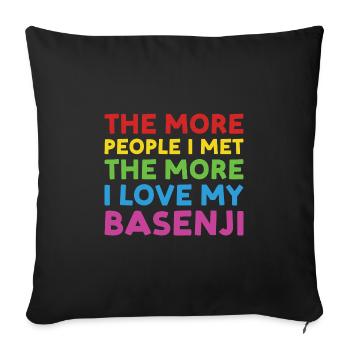 Chien Plus j’ai rencontré de gens, plus j’aime mon Basenji - Housse de coussin décorative 45 x 45 cm - noir - Devant