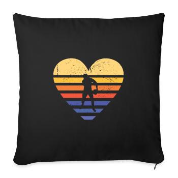 Sport Retro Sunset Heart Rugby - Sofa pillowcase 17,3'' x 17,3'' (45 x 45 cm) - black - Front
