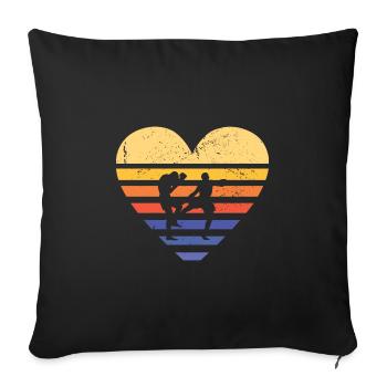 Sport Rétro Sunset Heart MMA - Housse de coussin décorative 45 x 45 cm - noir - Devant