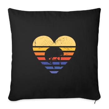 Sport Retro Sunset Heart Roller Derby - Housse de coussin décorative 45 x 45 cm - noir - Devant