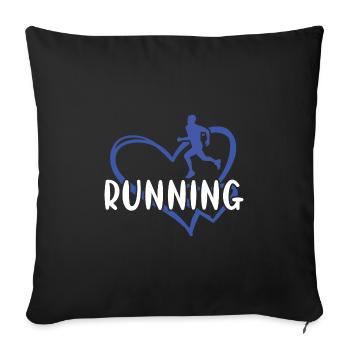Sport Heart Running - Sofa pillowcase 17,3'' x 17,3'' (45 x 45 cm) - black - Front