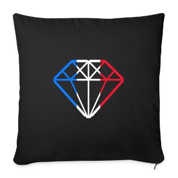 Drapeau France Diamant Française Français - Housse de coussin décorative 45 x 45 cm - noir - Devant