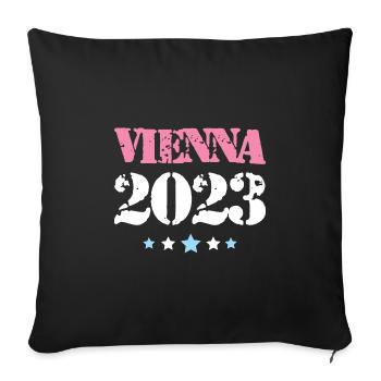 Vienna 2023 Wien - Sofa pillowcase 17,3'' x 17,3'' (45 x 45 cm) - black - Front