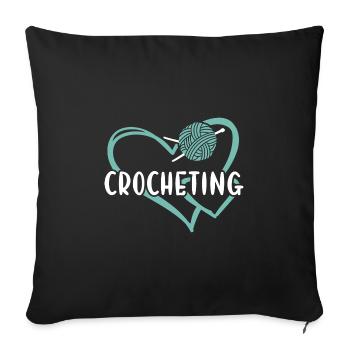 Crocheter Heart Crocheting - Sofa pillowcase 17,3'' x 17,3'' (45 x 45 cm) - black - Front
