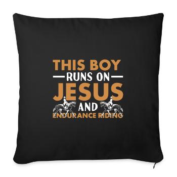 Rider This Boy Runs On Jesus And Endurance Riding - Sofa pillowcase 17,3'' x 17,3'' (45 x 45 cm) - black - Front