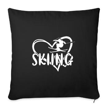 Sport Coeur Ski - Housse de coussin décorative 45 x 45 cm - noir - Devant
