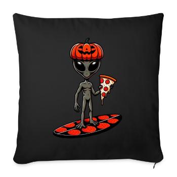 Halloween Alien Surfer Pizza Pizzaliebhaber Lustig - Sofakissenbezug 45 x 45 cm - Schwarz - Vorne