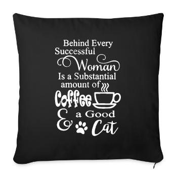 Love Coffee And Cat - Sofa pillowcase 17,3'' x 17,3'' (45 x 45 cm) - black - Front