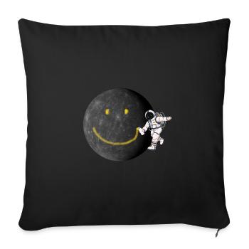 Astronaute riant lune, photos cool - Housse de coussin décorative 45 x 45 cm - noir - Devant