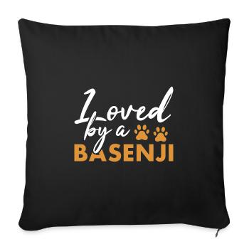 Dog Loved By A Basenji - Sofa pillowcase 17,3'' x 17,3'' (45 x 45 cm) - black - Front