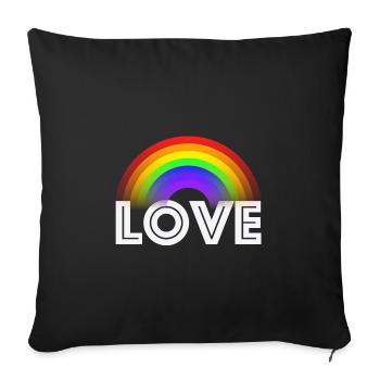 Amour, gay Rainbow Pride - Housse de coussin décorative 45 x 45 cm - noir - Devant