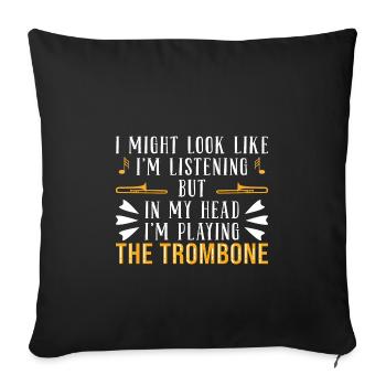 Trombone trombonist - Sofa pillowcase 17,3'' x 17,3'' (45 x 45 cm) - black - Front