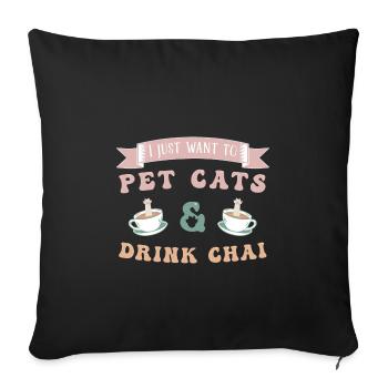 Chai Latte Tea Drink tea drinkers - Sofa pillowcase 17,3'' x 17,3'' (45 x 45 cm) - black - Front