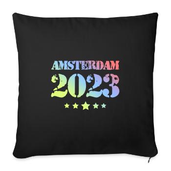 Amsterdam 2023 - Sofa pillowcase 17,3'' x 17,3'' (45 x 45 cm) - black - Front