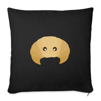 Croissant kawaii - Housse de coussin décorative 45 x 45 cm - noir - Devant
