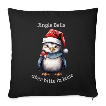 Noël - Pingouin au chapeau de Père Noël - Housse de coussin décorative 45 x 45 cm - noir - Devant