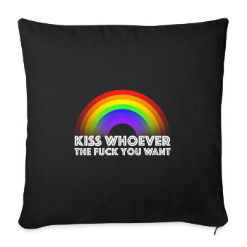 Kiss who you want, gay Pride Rainbow - Sofa pillowcase 17,3'' x 17,3'' (45 x 45 cm) - black - Front