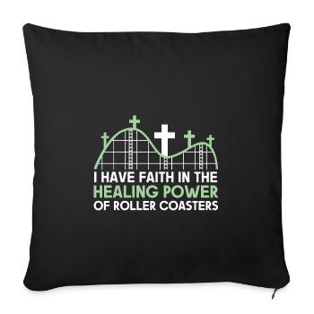 Roller Coaster Amusement Park Amusement Park - Sofa pillowcase 17,3'' x 17,3'' (45 x 45 cm) - black - Front
