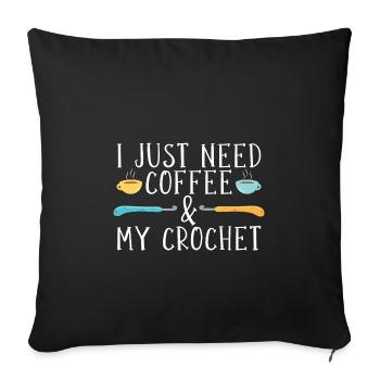 Coffee & Crochet - Sofa pillowcase 17,3'' x 17,3'' (45 x 45 cm) - black - Front