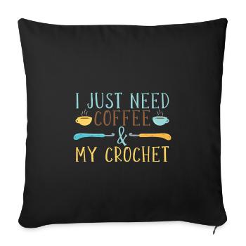 Coffee & Crochet - Sofa pillowcase 17,3'' x 17,3'' (45 x 45 cm) - black - Front