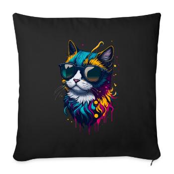 Cute cat - Sofa pillowcase 17,3'' x 17,3'' (45 x 45 cm) - black - Front