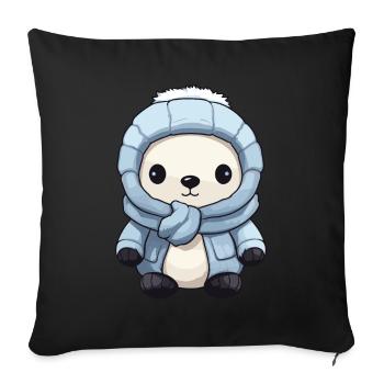 Polar Bear Winter Bear Comic Cute - Sofa pillowcase 17,3'' x 17,3'' (45 x 45 cm) - black - Front