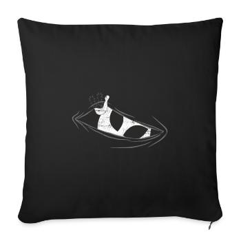 Funny alien looks from the belly - Sofa pillowcase 17,3'' x 17,3'' (45 x 45 cm) - black - Front
